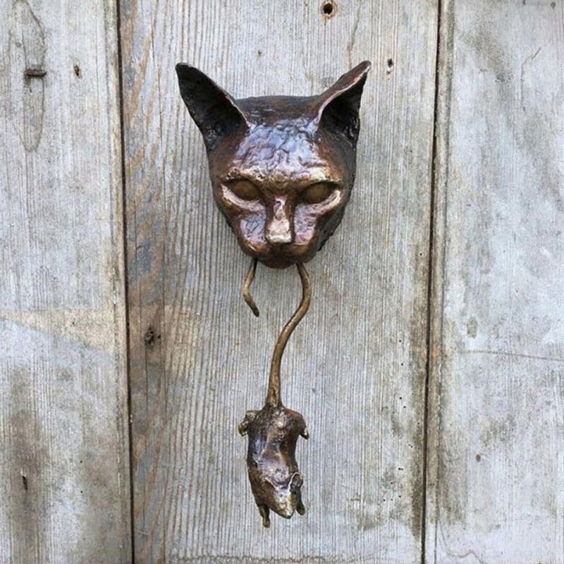 Vivolux | Kreativer Katze und Maus Metall Türklopfer