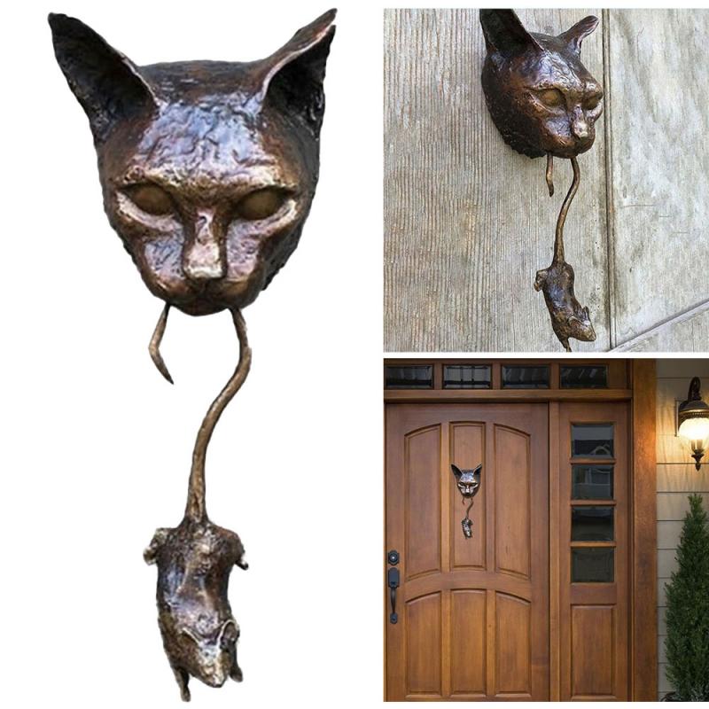Vivolux | Kreativer Katze und Maus Metall Türklopfer