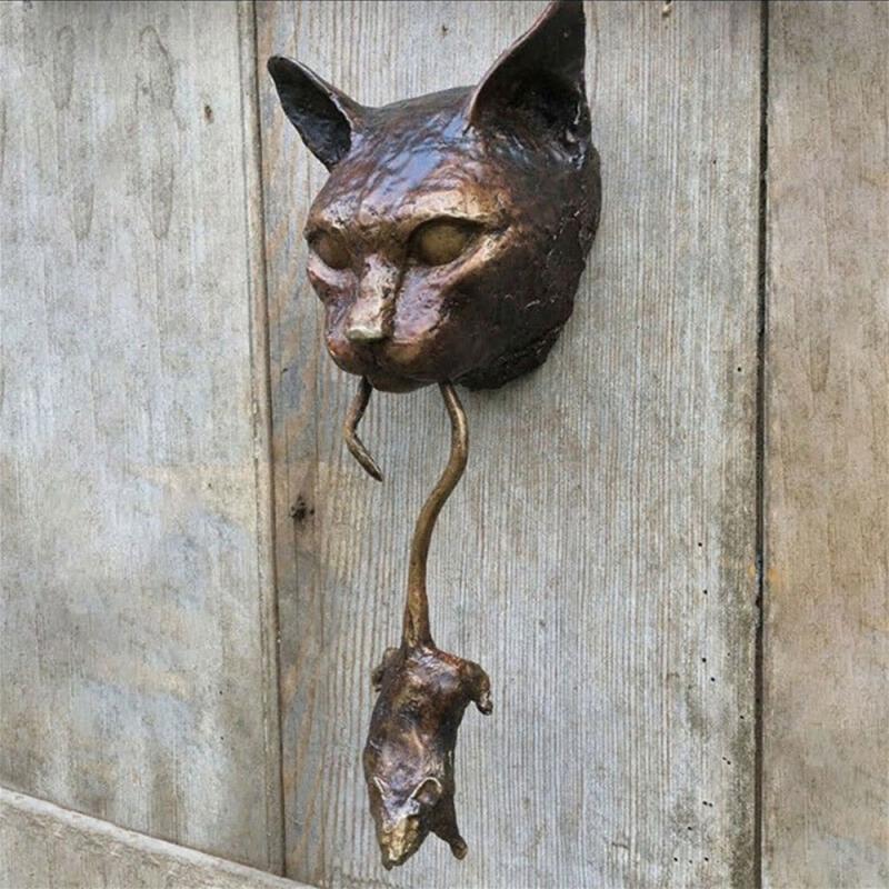 Vivolux | Kreativer Katze und Maus Metall Türklopfer