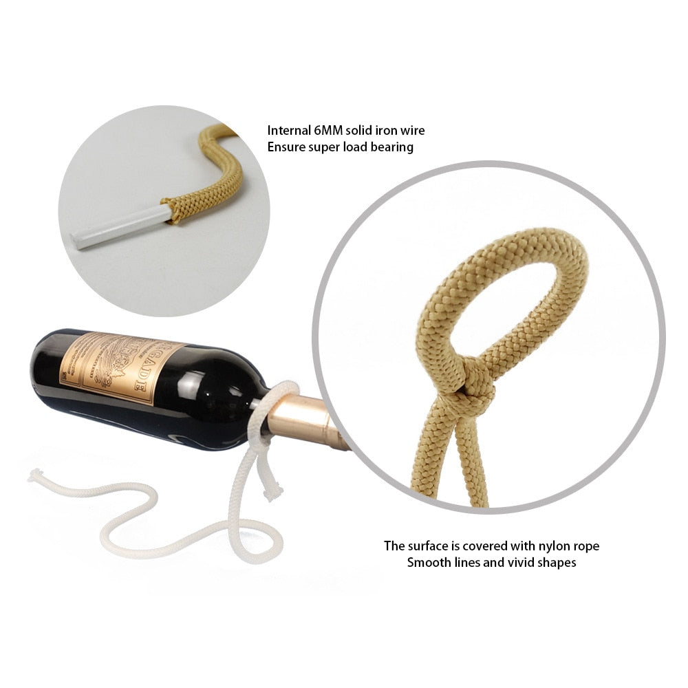 Vivolux | RopeElegance Hängendes Seil-Weinregal | Stilvolle Weinaufbewahrung | Einzigartiges Design für Zuhause
