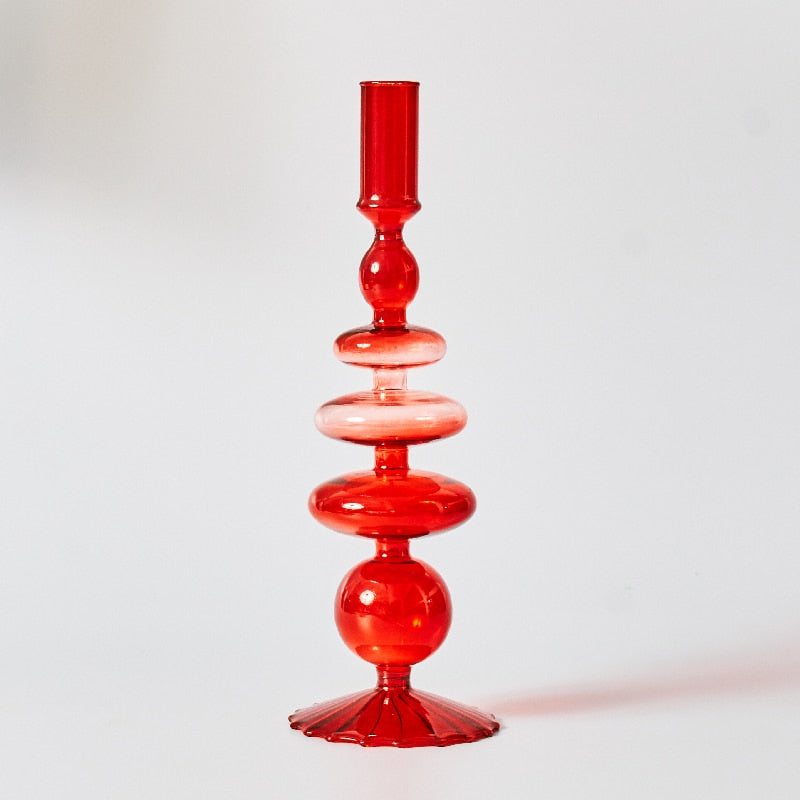 Vivolux | Kirsche Rote Glas Stabkerzenhalter & Vasen