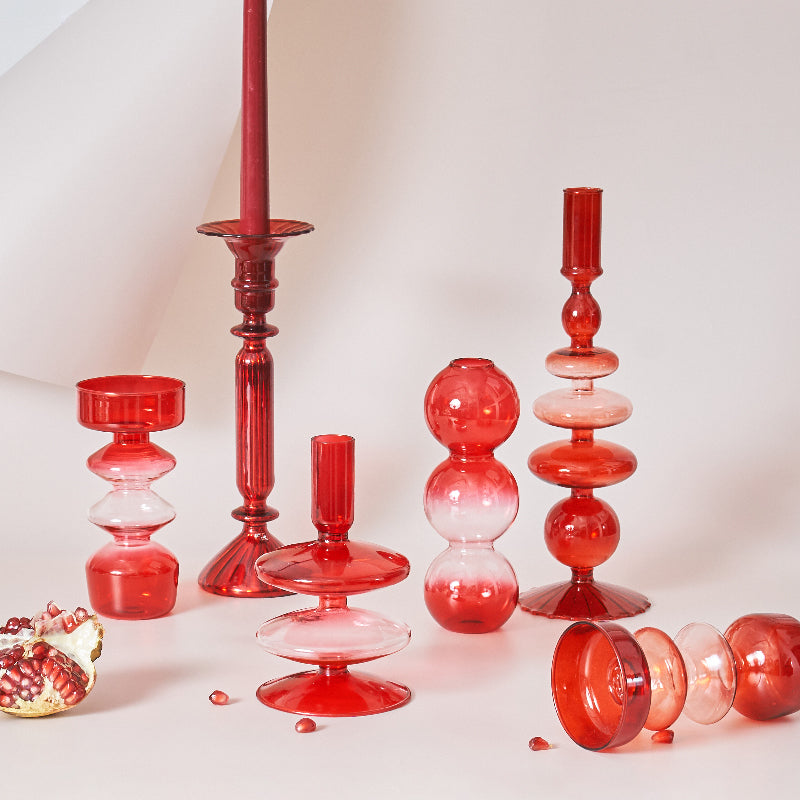 Vivolux | Kirsche Rote Glas Stabkerzenhalter & Vasen
