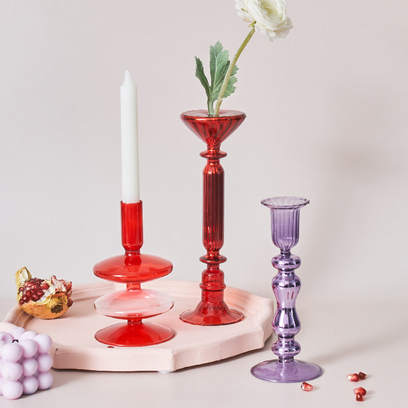 Vivolux | Kirsche Rote Glas Stabkerzenhalter & Vasen