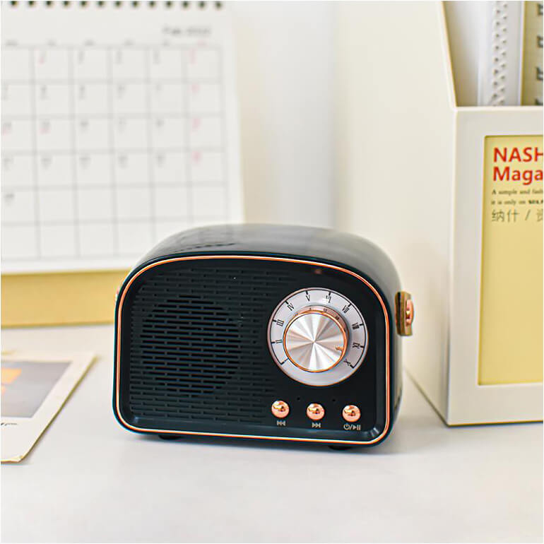 Vivolux | Retro Runde Radio Bluetooth Lautsprecher | Kabellos | Tragbar | Stilvoller Sound für Zuhause & unterwegs