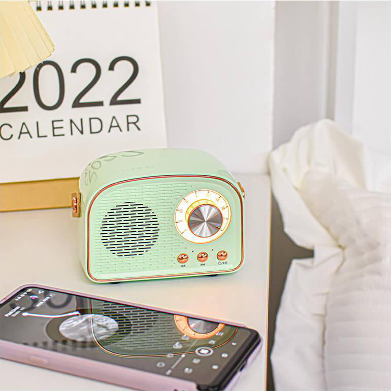 Vivolux | Retro Runde Radio Bluetooth Lautsprecher | Kabellos | Tragbar | Stilvoller Sound für Zuhause & unterwegs