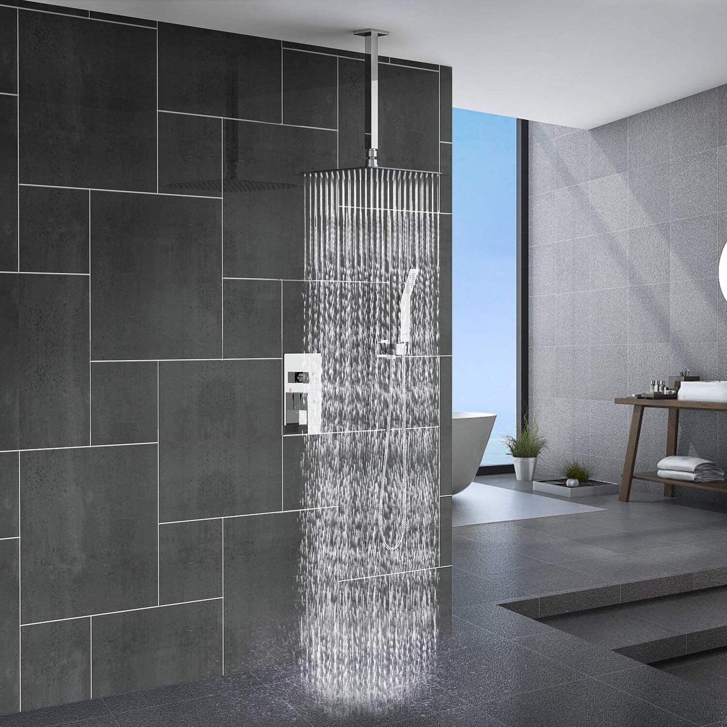 Vivolux | RainSpa Wandmontierte Regenfall-Ultraschmaldusche | Luxuriöser Komfort | Modernes Design