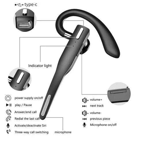 Vivolux | Trucker Dual Mic Drahtloses Bluetooth 5.1 Noise Cancelling Headset/Ohrenhörer