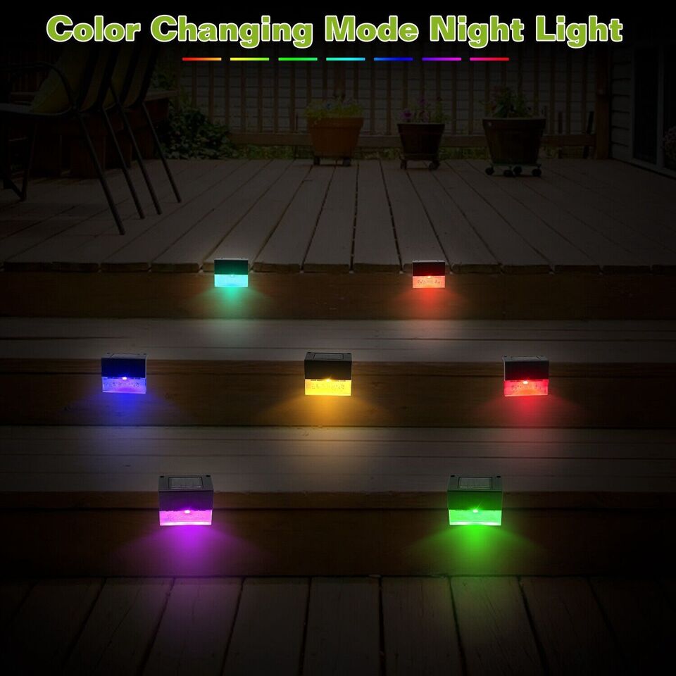 Vivolux | Solar Deck Lights 4er Set, Solar Stufenlichter Außen, Warmweiß/Farbwechselnde Solarzaunleuchte für Terrasse Garten Hof