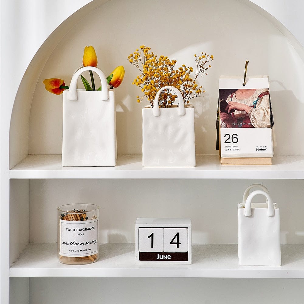 Vivolux | Weiße Tasche Porzellan Vase