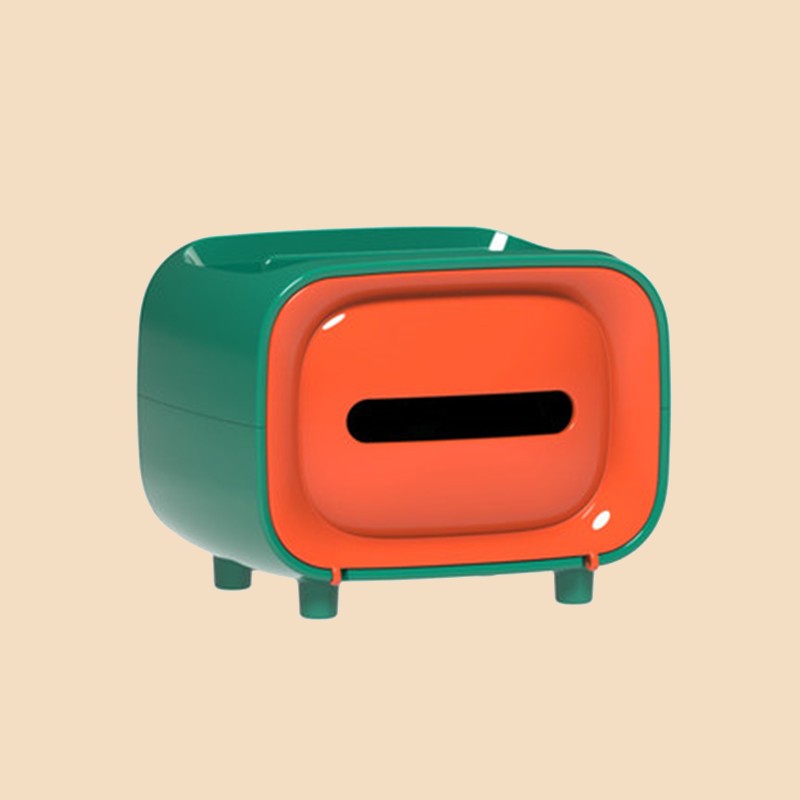 Vivolux | Retro-TV-förmige Gewebe Box, mit Ablage & Telefonhalter, für Zuhause & Büro