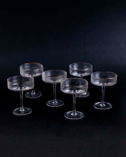 Rippierte Coupe Cocktailgläser - Set von 6