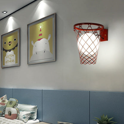 Vivolux | Slamora Kinder Wandleuchte | Basketballkorb Design | Glas & Metall | Art Déco Stil | Schlafzimmerlicht