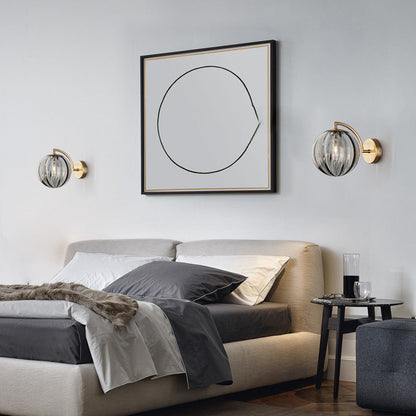 Vivolux | Zeitgenössische skandinavische runde Kugel Eisen Glas 1-Licht Wandlampe für Wohnzimmer