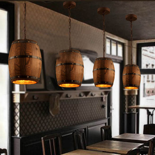 Vivolux | BarrelGlow Vintage Pendelleuchte | Holz-Weinfass-Design | 1-flammig | Rustikale Beleuchtung