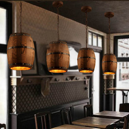 Vivolux | BarrelGlow Vintage Pendelleuchte | Holz-Weinfass-Design | 1-flammig | Rustikale Beleuchtung