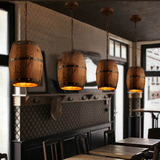 Vivolux | BarrelGlow Vintage Pendelleuchte | Holz-Weinfass-Design | 1-flammig | Rustikale Beleuchtung