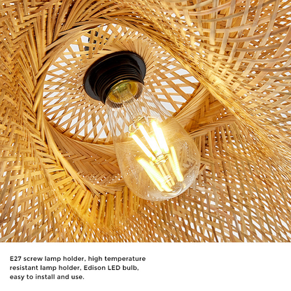 Vivolux | Rattan Gewebtes Bambus -Pendellicht - Led - Licht
