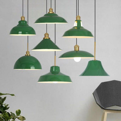 Vivolux | RetroDome Industrielle Vintage Pendelleuchte | Grünes Eisen-Kuppeldesign | Einzellicht | Rustikale Deckenbeleuchtung