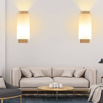 Vivolux | Moderner minimalistischer Massivholz Quadrat Glas Säulen 1-Lampe Wand sconces Leuchte