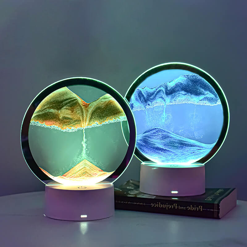 Vivolux | Kreative Runde Sanduhr Quicksand 3D LED Nachtlicht Tischlampe