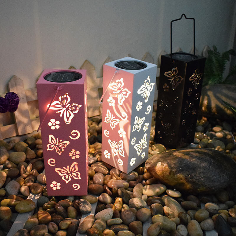 Vivolux | Solar Butterfly Rose Muster Hohle Säule LED Außen wasserdichte dekorative Lampe