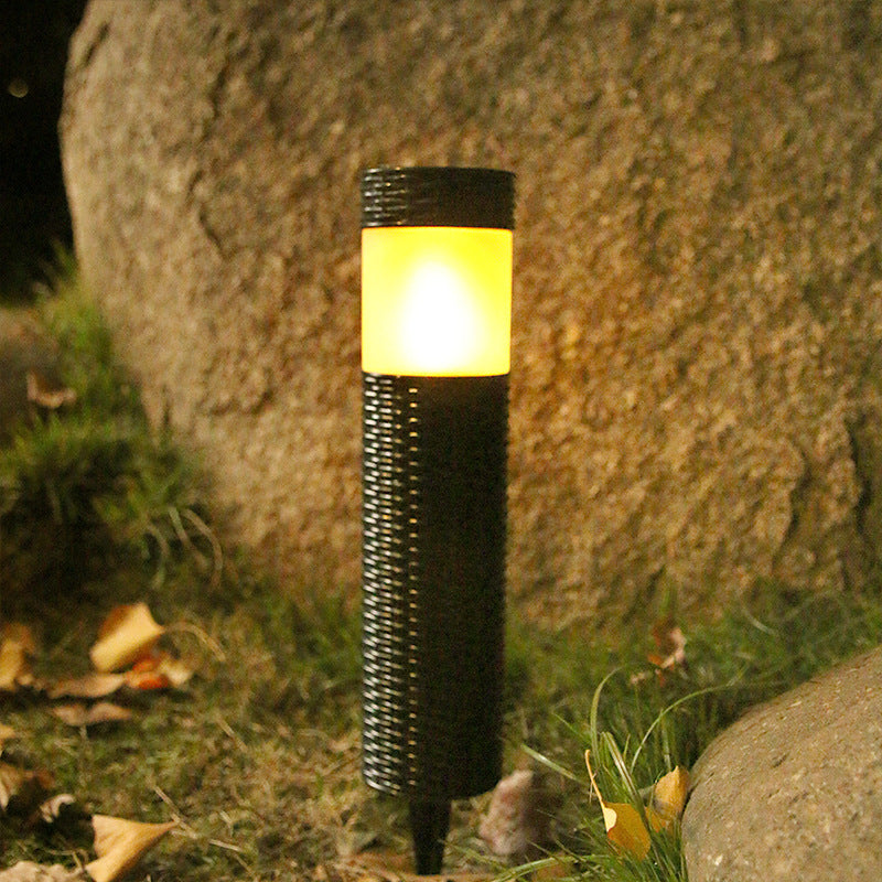 Vivolux | Outdoor Solar Rattan Zylindrisches LED Garten Rasen Boden Einbau Landschaftslicht