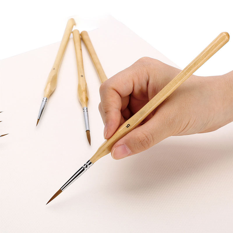 Vivolux | 11 Stück Miniatur Detail Pinsel Set mit natürlichem Holzgriff