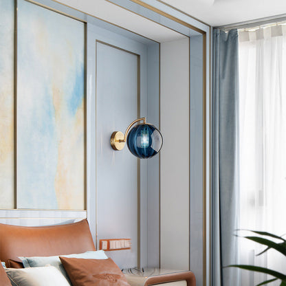 Vivolux | Zeitgenössische skandinavische runde Kugel Eisen Glas 1-Licht Wandlampe für Wohnzimmer