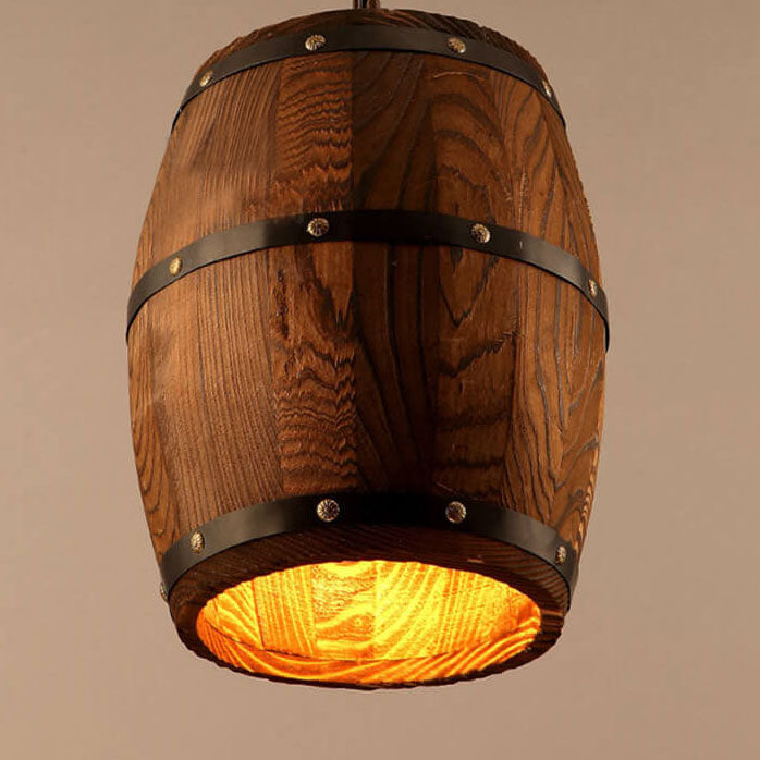 Vivolux | BarrelGlow Vintage Pendelleuchte | Holz-Weinfass-Design | 1-flammig | Rustikale Beleuchtung