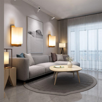 Vivolux | Moderner minimalistischer Massivholz Quadrat Glas Säulen 1-Lampe Wand sconces Leuchte