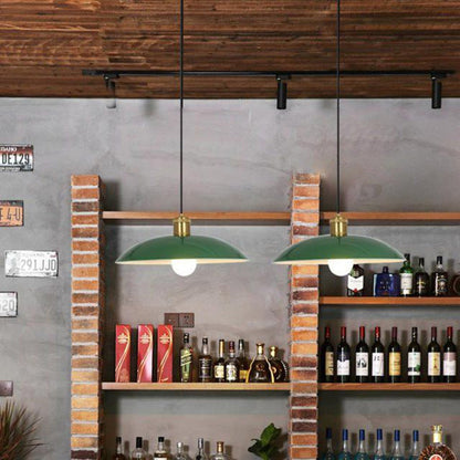 Vivolux | RetroDome Industrielle Vintage Pendelleuchte | Grünes Eisen-Kuppeldesign | Einzellicht | Rustikale Deckenbeleuchtung