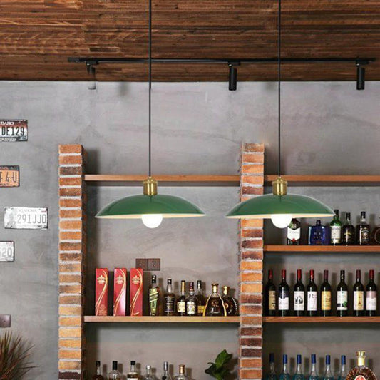 Vivolux | RetroDome Industrielle Vintage Pendelleuchte | Grünes Eisen-Kuppeldesign | Einzellicht | Rustikale Deckenbeleuchtung