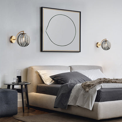 Vivolux | Zeitgenössische skandinavische runde Kugel Eisen Glas 1-Licht Wandlampe für Wohnzimmer