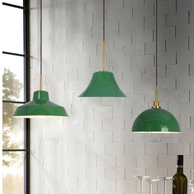 Vivolux | RetroDome Industrielle Vintage Pendelleuchte | Grünes Eisen-Kuppeldesign | Einzellicht | Rustikale Deckenbeleuchtung