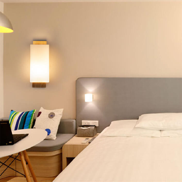 Vivolux | Moderner minimalistischer Massivholz Quadrat Glas Säulen 1-Lampe Wand sconces Leuchte