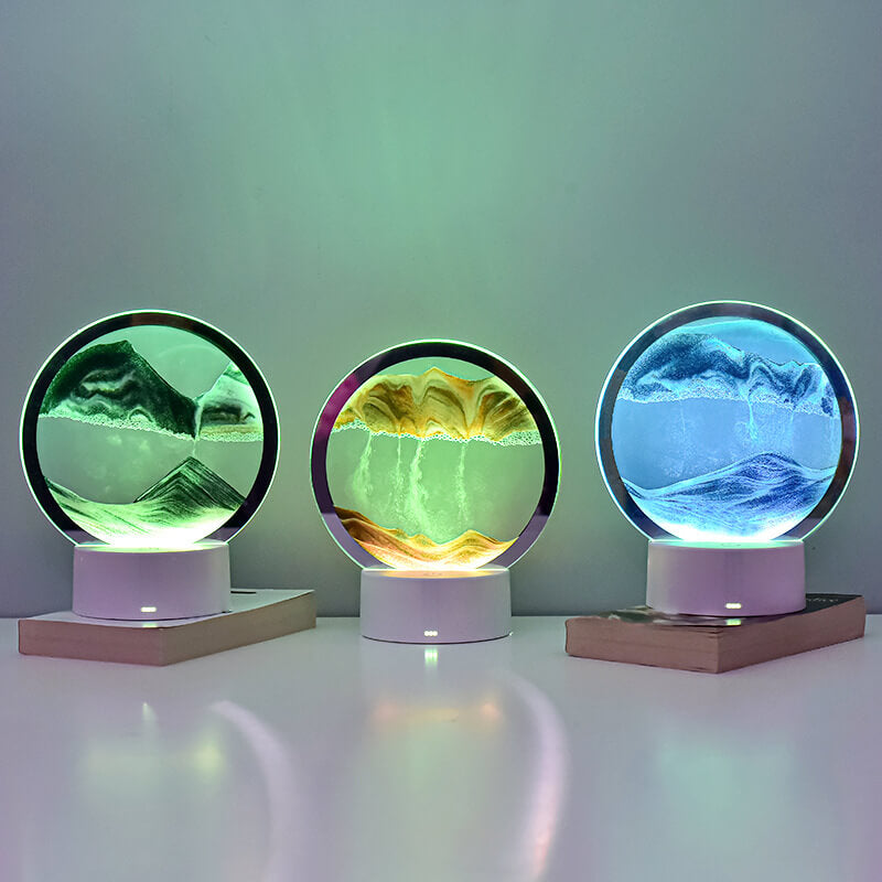 Vivolux | Kreative Runde Sanduhr Quicksand 3D LED Nachtlicht Tischlampe