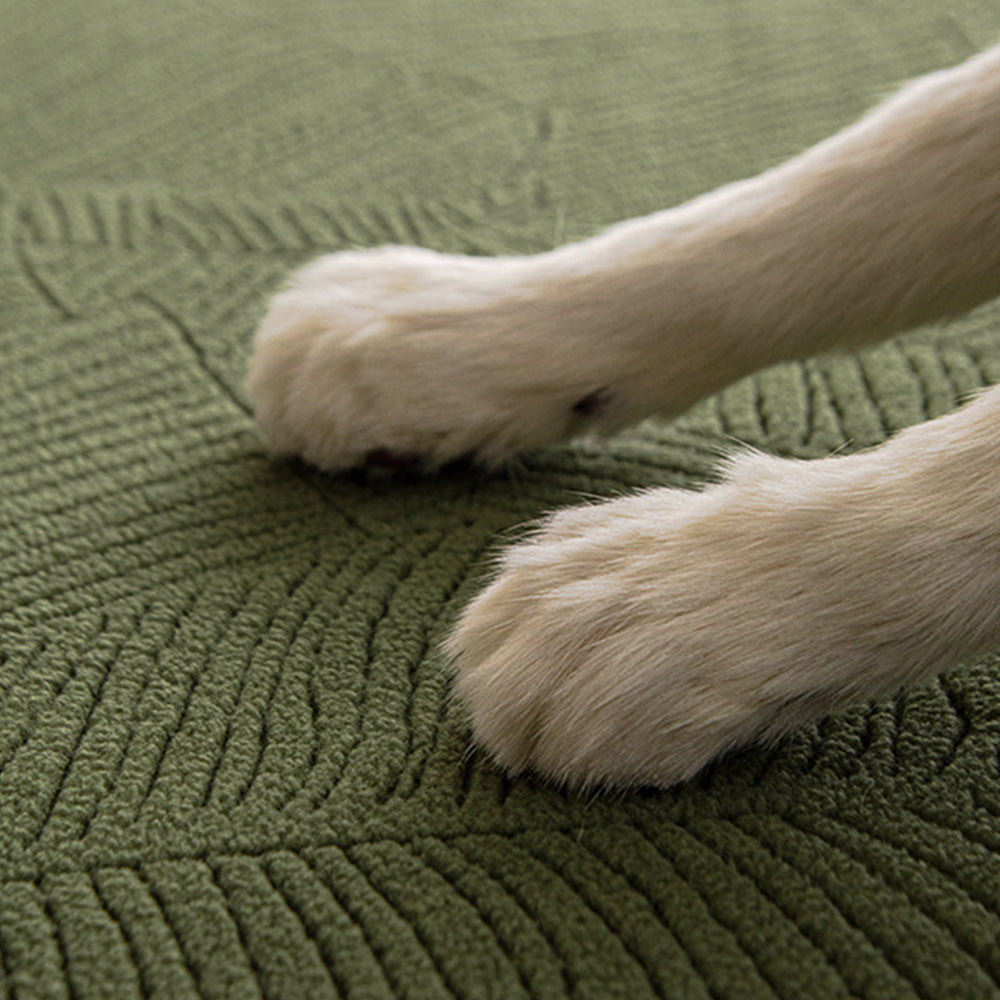Vivolux | Modernes Blatt Jacquard Wasserdicht Anti-Kratzer Stretch Vollüberzug Sofaüberzug