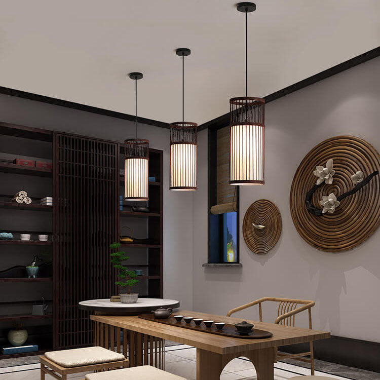 Vivolux | Bambora Zen Pendelleuchte | Handgewebte Bambus-Laterne | Japanisches Design | Natürliche Eleganz