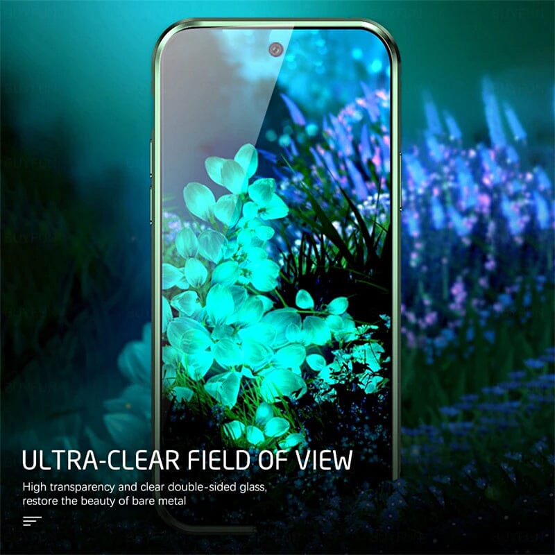 Magnetisches gehärtetes Glas doppelseitige Handyhülle für Samsung