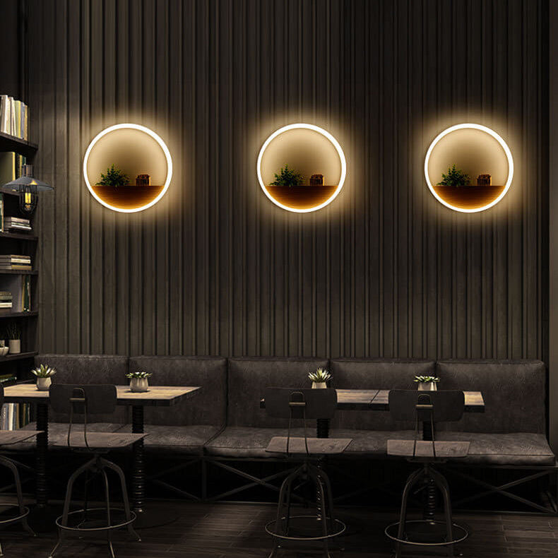 Vivolux | Lumoshelf LED Wandleuchte | Massivholz mit Ablage | Runde Wandlampe | Warm- & Weißlicht