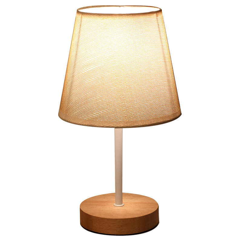 Vivolux | Nordic Vintage Stoff Cone Massivholz LED Tischlampe