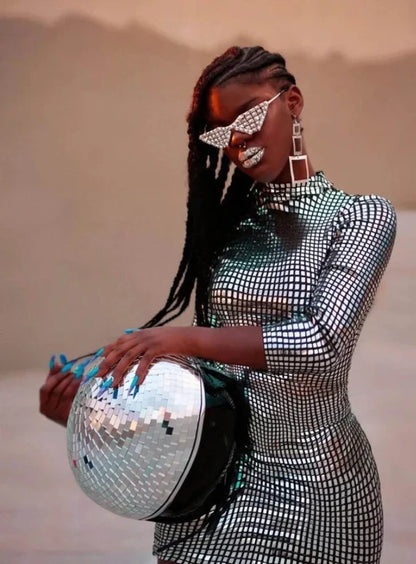 Disco-Kugel-Helm mit einziehbarem Visier