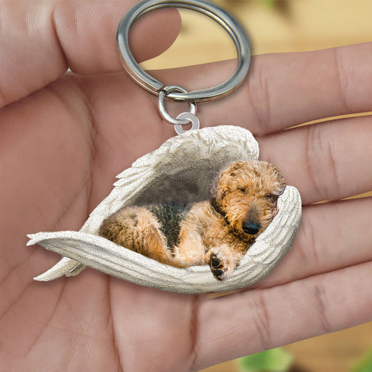 Vivolux | Airedale Terrier Schlafender Engel Acryl Schlüsselanhänger
