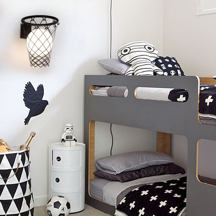Vivolux | Slamora Kinder Wandleuchte | Basketballkorb Design | Glas & Metall | Art Déco Stil | Schlafzimmerlicht