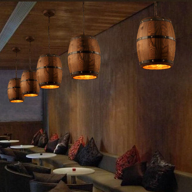 Vivolux | BarrelGlow Vintage Pendelleuchte | Holz-Weinfass-Design | 1-flammig | Rustikale Beleuchtung