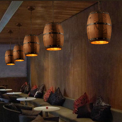Vivolux | BarrelGlow Vintage Pendelleuchte | Holz-Weinfass-Design | 1-flammig | Rustikale Beleuchtung