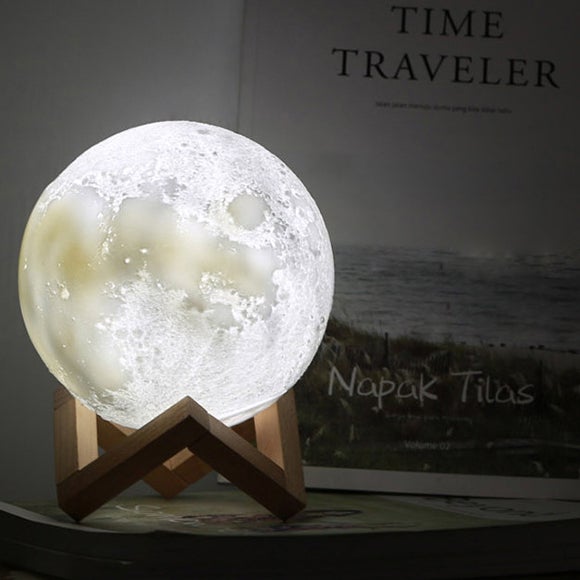 Vivolux | Kreative Mini Wiederaufladbare 3D Gedruckte Mond 1-Licht LED Tischlampe