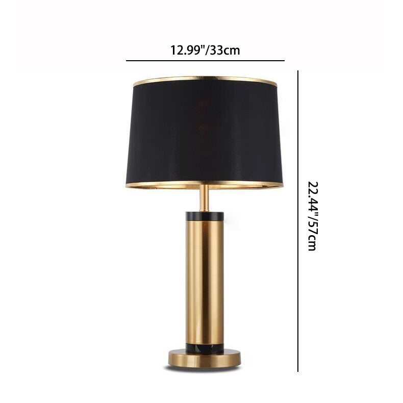 Vivolux | Moderne Übergangs-Zylinder-Eisen-Stoff 1-Lampe Tischlampe für das Wohnzimmer