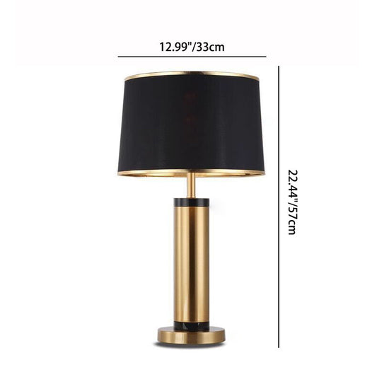 Vivolux | Moderne Übergangs-Zylinder-Eisen-Stoff 1-Lampe Tischlampe für das Wohnzimmer