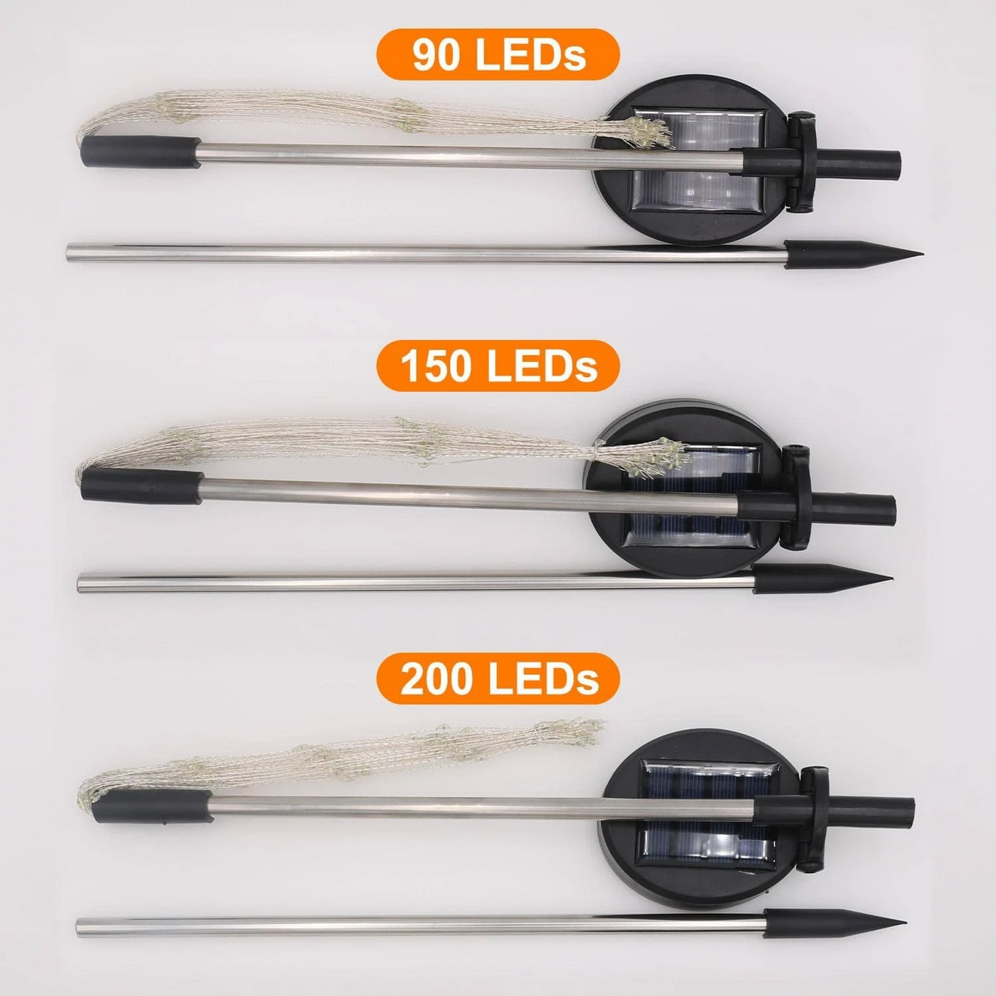 Vivolux | 4 Stück Solar Feuerwerk Gartenlampen - Wetterfeste LED Dekorationsbeleuchtung, Solarenergie für Garten und Patio